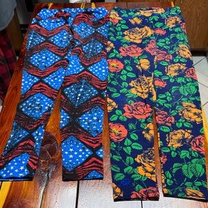 LuLaRoe Multicolor Patterned Leggings Lot of 2 - X1